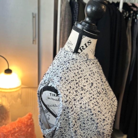 STUNNING, REBECCA TAYLOR, white with blue and grey tweed dress 👗 in size 16 - Picture 2 of 10